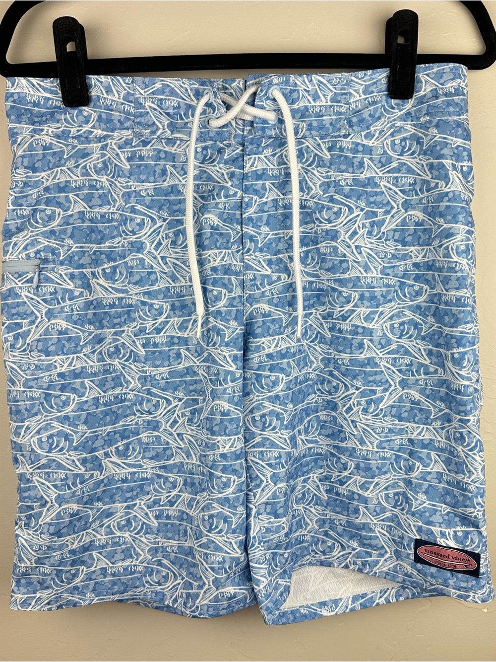 Vineyard Vines Chappy Board Shorts Fish Print Blue Size 30